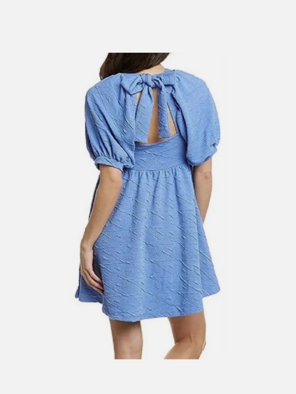 Free People Violet  Puff Sleeve Mini Dress Sky Blue Size Small - Picture 2 of 4